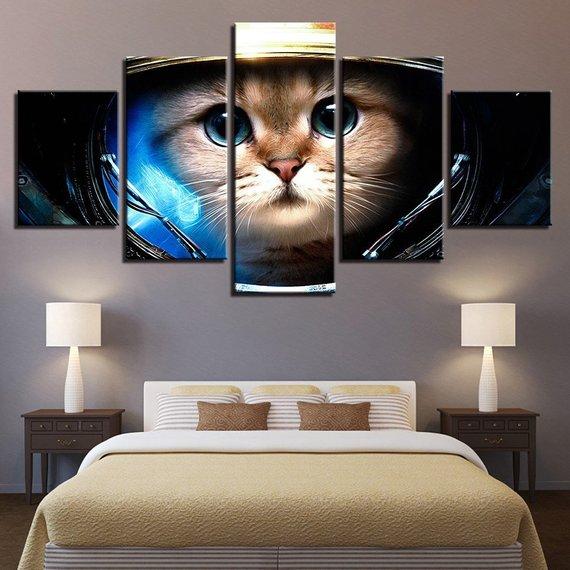 Astronaut Cat Face Astronaut Kitten - Animal 5 Panel Canvas Art Wall Decor Astronaut Cat Face Astronaut Kitten - Animal 5 Panel Canvas Art Wall Decor