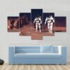 Astronauts Walking On Mars Surface - Space 5 Panel Canvas Art Wall Decor