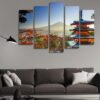 At Sunset Autumn Fujiyoshida - Nature 5 Panel Canvas Art Wall Decor