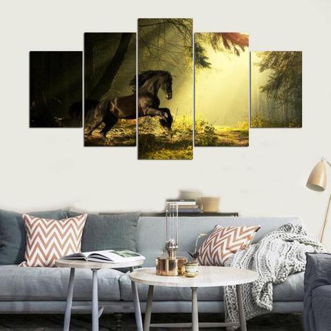 Athletic Horse - Animal 5 Panel Canvas Art Wall Decor Athletic Horse - Animal 5 Panel Canvas Art Wall Decor