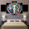 Ation Cross Jesus Christ - Religion 5 Panel Canvas Art Wall Decor