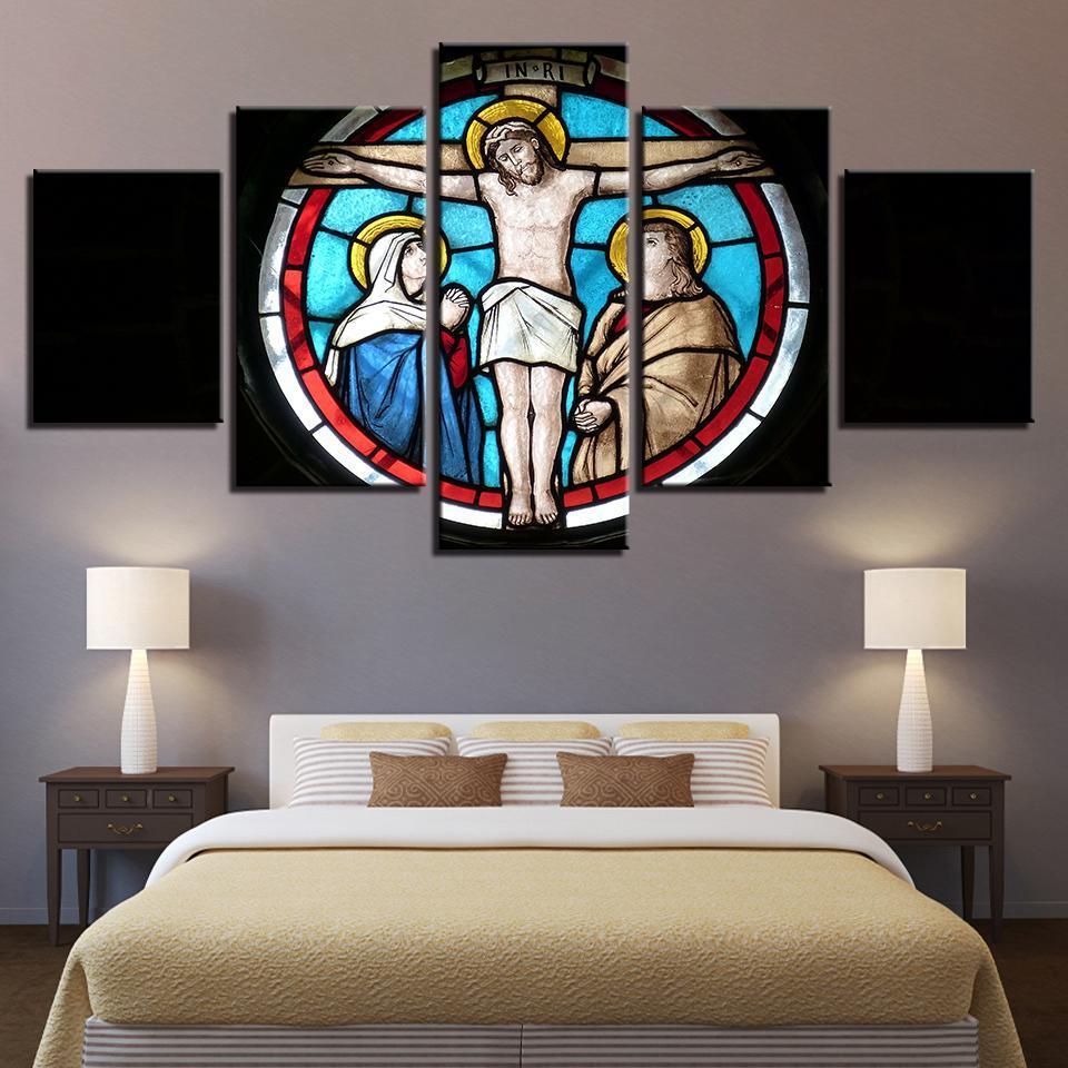Ation Cross Jesus Christ - Religion 5 Panel Canvas Art Wall Decor Ation Cross Jesus Christ - Religion 5 Panel Canvas Art Wall Decor