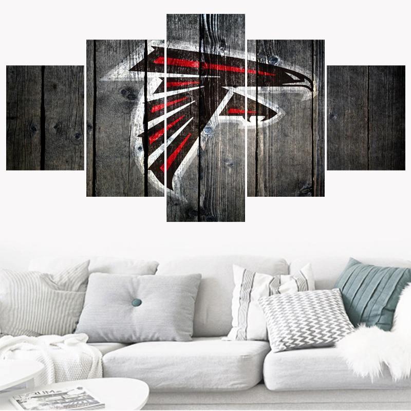 Atlanta Falcons Logo 1 Football - 5 Panel Canvas Art Wall Decor Atlanta Falcons Logo 1 Football - 5 Panel Canvas Art Wall Decor