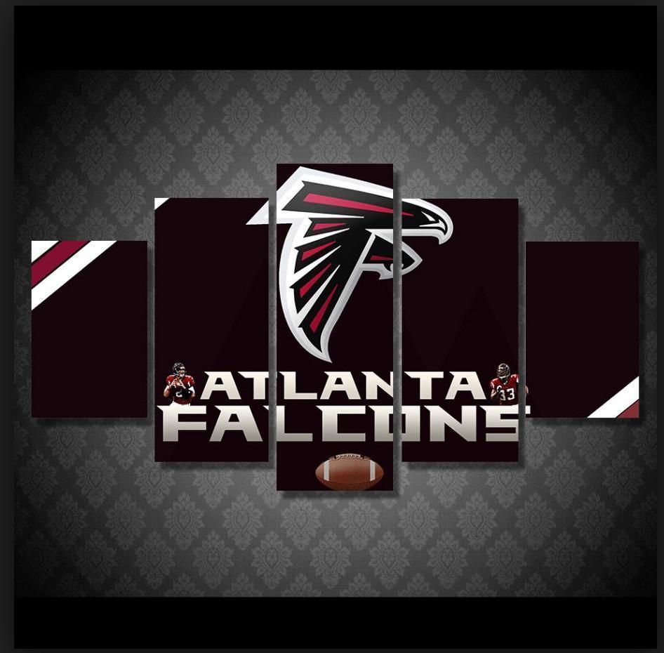 Atlanta Falcons Logo Football - 5 Panel Canvas Art Wall Decor Atlanta Falcons Logo Football - 5 Panel Canvas Art Wall Decor