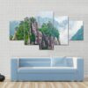 Atop In Yellow Sacred Mountains Huangshan In China - Nature 5 Panel Canvas Art Wall Decor
