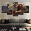 Attack On Titan : Mikasa Vs. Titan - Anime 5 Panel Canvas Art Wall Decor