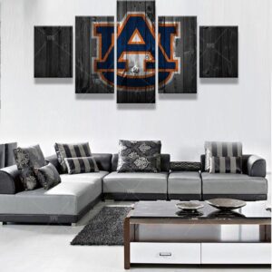 Auburn Tigers Barnwood - Abstract 5 Panel Canvas Art Wall Decor