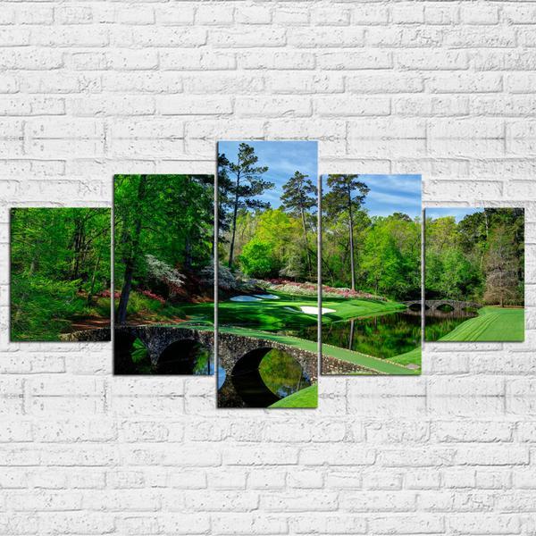 Augusta Masters Golf Golfing Course Hole Water 1 - Nature 5 Panel Canvas Art Wall Decor Augusta Masters Golf Golfing Course Hole Water 1 - Nature 5 Panel Canvas Art Wall Decor