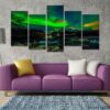 Aurora Borealis 1 - Nature 5 Panel Canvas Art Wall Decor