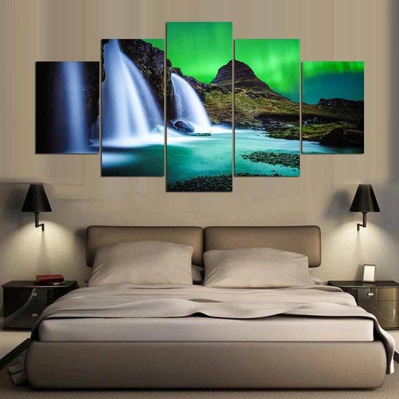 Aurora Borealis Landscape - Nature 5 Panel Canvas Art Wall Decor Aurora Borealis Landscape - Nature 5 Panel Canvas Art Wall Decor
