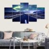 Aurora Borealis Northen Lights Landscape - Nature 5 Panel Canvas Art Wall Decor