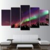 Aurora Psychedelic Purple Starry Sky - Nature 5 Panel Canvas Art Wall Decor