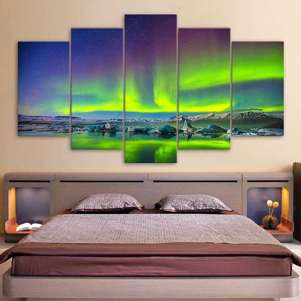 Aurora Psychedelic Starry Sky - Space Universe 5 Panel Canvas Art Wall Decor Aurora Psychedelic Starry Sky - Space Universe 5 Panel Canvas Art Wall Decor