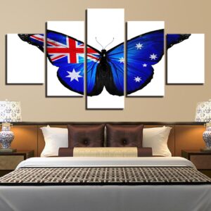 Australian Flag Butterfly - Abstract 5 Panel Canvas Art Wall Decor