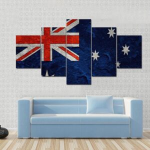 Australian Flag - Abstract 5 Panel Canvas Art Wall Decor