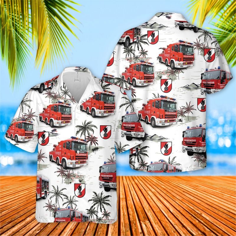 Austrian Firefighter Truck Hawaiian Shirt Austrian Firefighter Truck Hawaiian Shirt