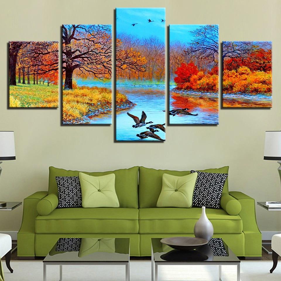 Autumn Forset 2 - Nature 5 Panel Canvas Art Wall Decor Autumn Forset 2 - Nature 5 Panel Canvas Art Wall Decor