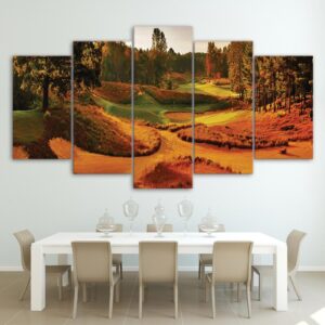 Autumn Golf Course - Nature 5 Panel Canvas Art Wall Decor