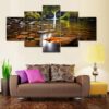 Autumn Leaf Falls - Nature 5 Panel Canvas Art Wall Decor