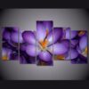 Autumn Purple Crocuses - Nature 5 Panel Canvas Art Wall Decor