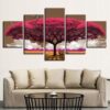 Autumn Red Tree 1 - Nature 5 Panel Canvas Art Wall Decor