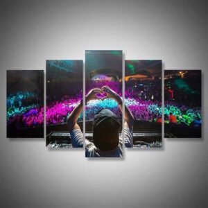 Avicii Dj In Front Of Crowd - Music 5 Panel Canvas Art Wall Decor