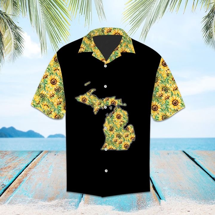 Awesome Michigan Sunflower Hawaiian Shirt Summer Button Up Awesome Michigan Sunflower Hawaiian Shirt Summer Button Up