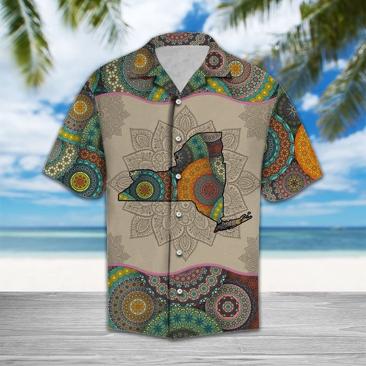 Awesome New York Mandala Hawaiian Shirt Summer Button Up Awesome New York Mandala Hawaiian Shirt Summer Button Up