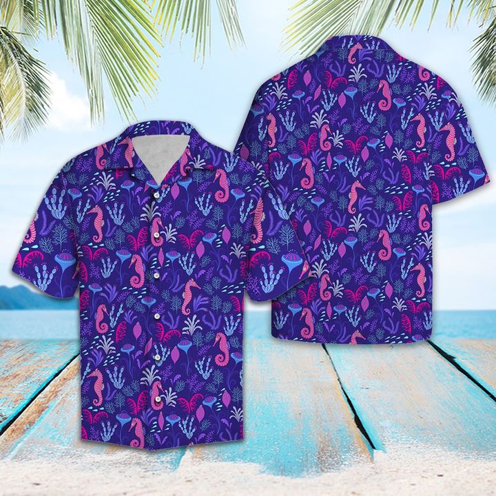 Awesome Seahorse Hawaiian Shirt Summer Button Up Awesome Seahorse Hawaiian Shirt Summer Button Up
