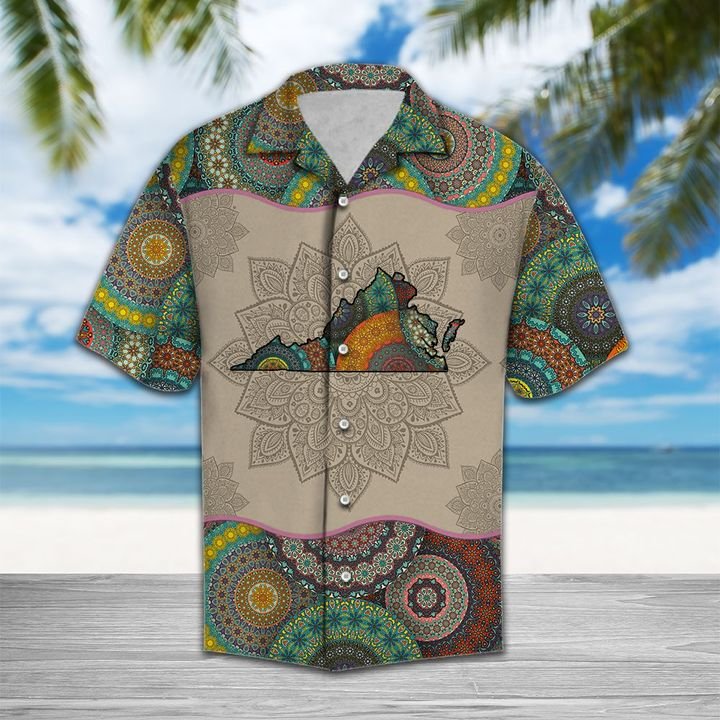 Awesome Virginia Mandala Hawaiian Shirt Summer Button Up Awesome Virginia Mandala Hawaiian Shirt Summer Button Up