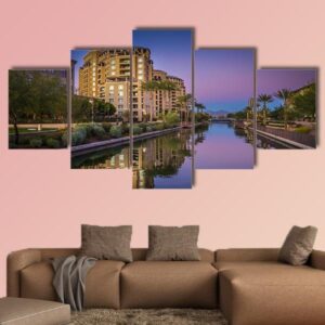 Az Canal In Scottsdale - Nature 5 Panel Canvas Art Wall Decor