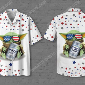 Baby Yoda Busch Light Summer Vacation Hawaiian Shirt