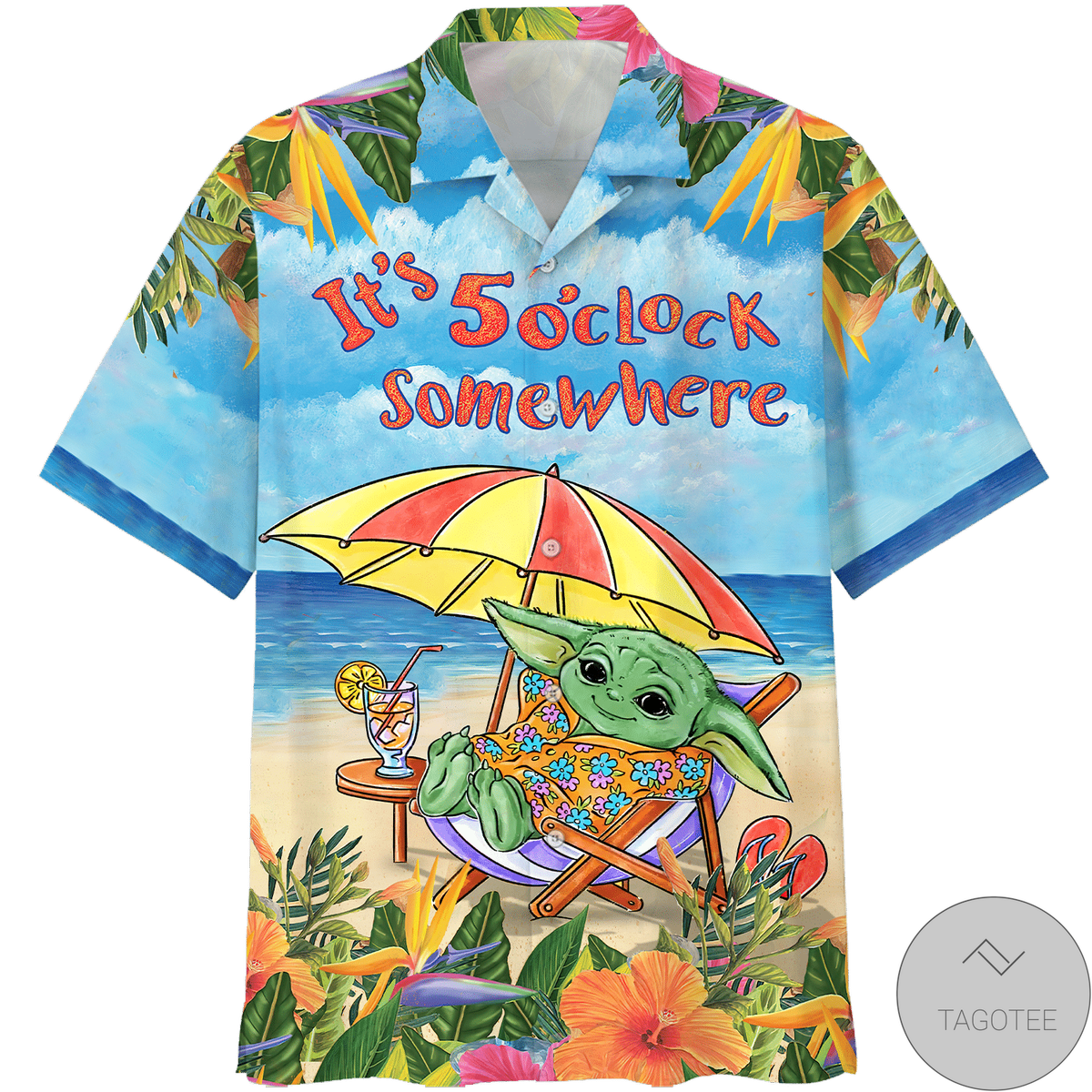 Baby Yoda It’S 5 O’Clock Somewhere Hawaiian Shirt Baby Yoda It’S 5 O’Clock Somewhere Hawaiian Shirt