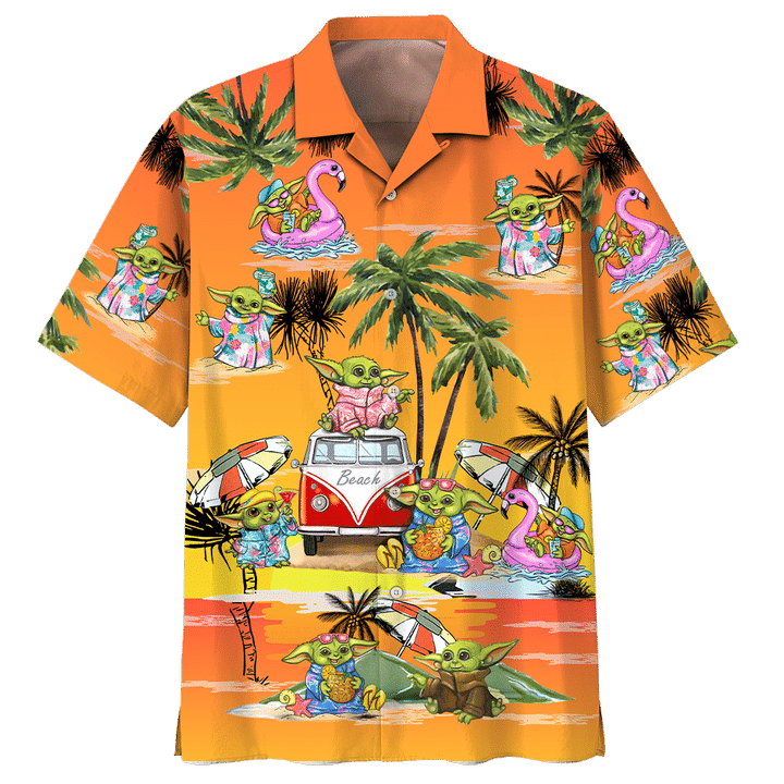 Baby Yoda Summer Time Youth And Adult Hawaiian Shirt Baby Yoda Summer Time Youth And Adult Hawaiian Shirt