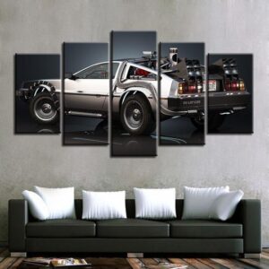 Back To The Future Delorean 2 - Automative 5 Panel Canvas Art Wall Decor