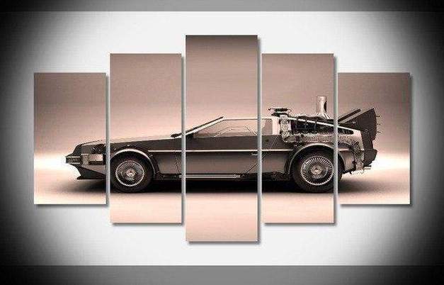 Back To The Future Delorean - Automative 5 Panel Canvas Art Wall Decor Back To The Future Delorean - Automative 5 Panel Canvas Art Wall Decor