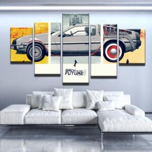Back To The Future Trilogy - Automative 5 Panel Canvas Art Wall Decor