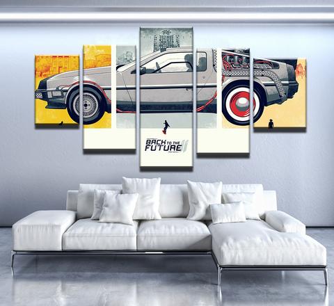 Back To The Future Trilogy - Automative 5 Panel Canvas Art Wall Decor Back To The Future Trilogy - Automative 5 Panel Canvas Art Wall Decor
