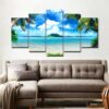 Baiyun coconut Sea Island - Nature 5 Panel Canvas Art Wall Decor