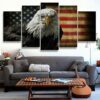 Bald Eagle American Flag - Animal 5 Panel Canvas Art Wall Decor