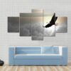 Bald Eagle Flying Above The Clouds - Animal 5 Panel Canvas Art Wall Decor