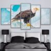 Bald Eagle Snow Mountains - Animal 5 Panel Canvas Art Wall Decor