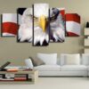 Bald Eagle With American Flag - Animal 5 Panel Canvas Art Wall Decor