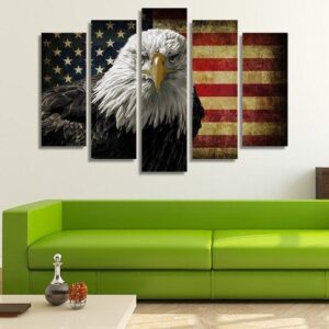 Bald Eagle - Abstract 5 Panel Canvas Art Wall Decor