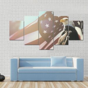 Bald Eagle - Symbol Of Freedom - Animal 5 Panel Canvas Art Wall Decor