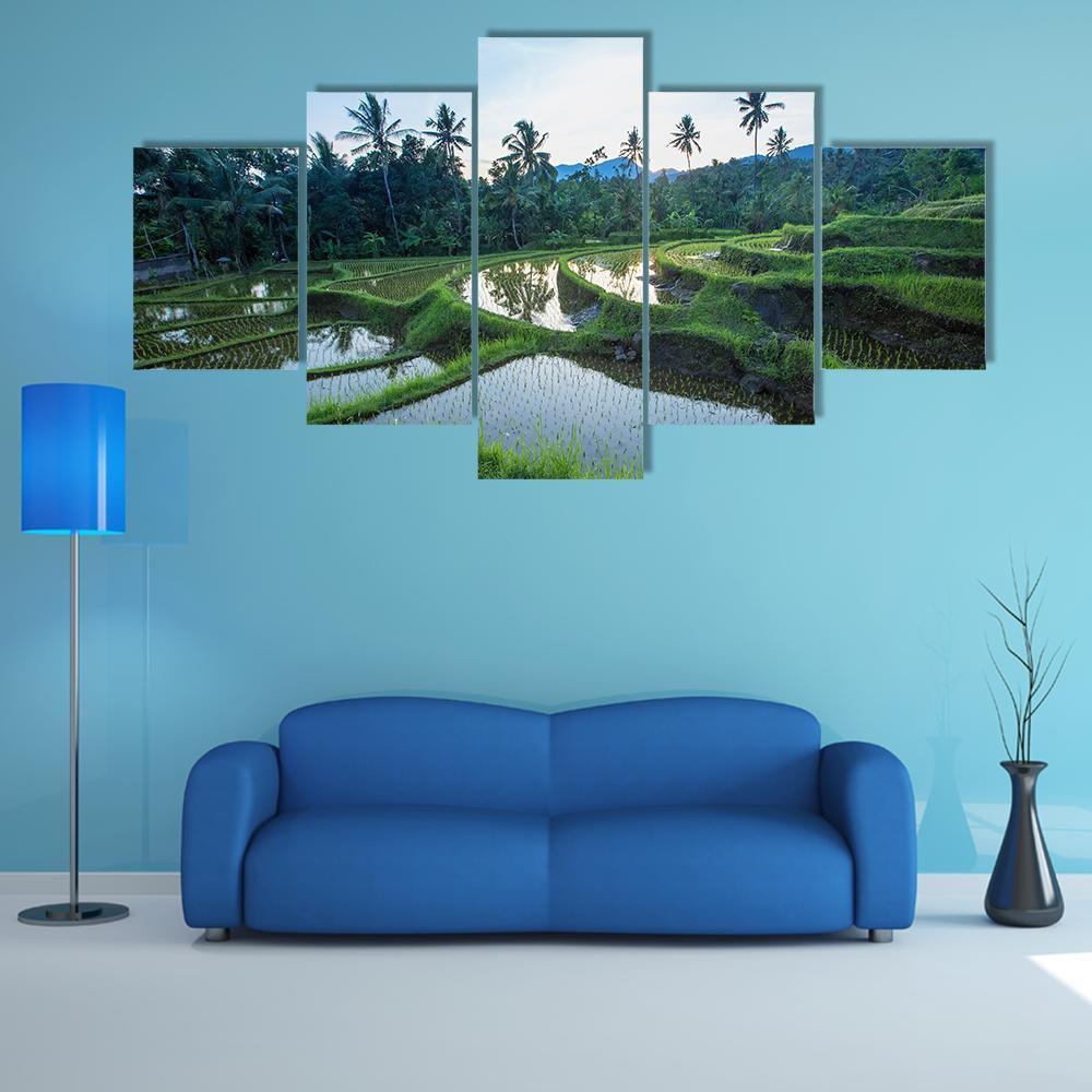 Bali Rice Terraces - Nature 5 Panel Canvas Art Wall Decor Bali Rice Terraces - Nature 5 Panel Canvas Art Wall Decor