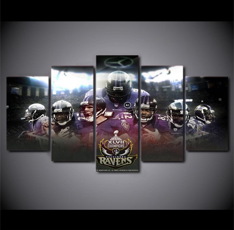 Baltimore Ravens Champion Poster Football - 5 Panel Canvas Art Wall Decor Baltimore Ravens Champion Poster Football - 5 Panel Canvas Art Wall Decor