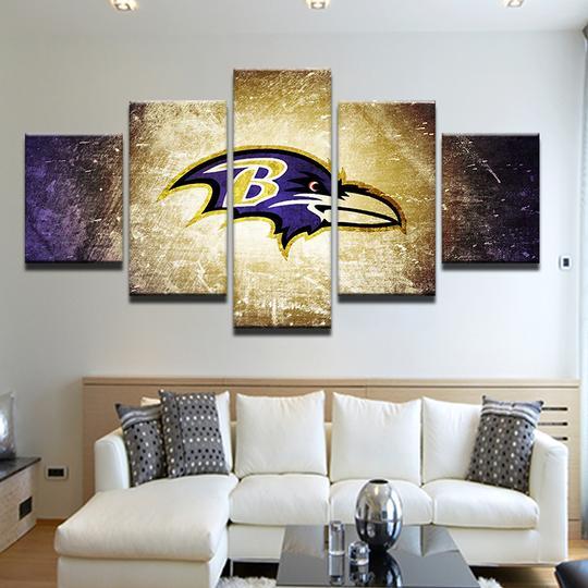 Baltimore Ravens - Sport 5 Panel Canvas Art Wall Decor Baltimore Ravens - Sport 5 Panel Canvas Art Wall Decor
