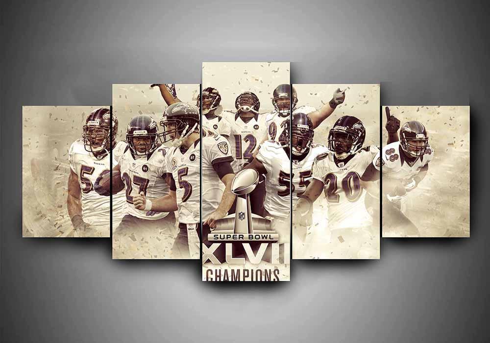 Baltimore Ravens - Team #3 - Sport 5 Panel Canvas Art Wall Decor Baltimore Ravens - Team #3 - Sport 5 Panel Canvas Art Wall Decor