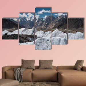 Baltoro Glacier Landscape K2 Trek In Pakistan - Nature 5 Panel Canvas Art Wall Decor